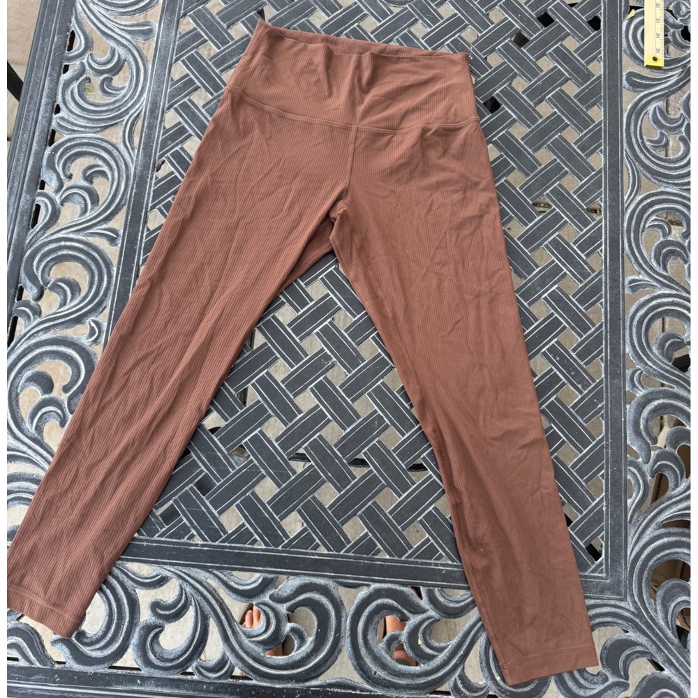 Lululemon Ribbed High Rise Leggings Brown Size 8 23 Inch Inseam Yoga Pants